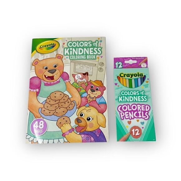 Crayola Colors of Kindness Coloring Book 48 Pages Tear and Share 12 Pack Pencils - Picture 1 of 9